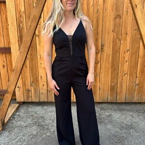 Charlotte Russe Black Lace Detail Jumpsuit